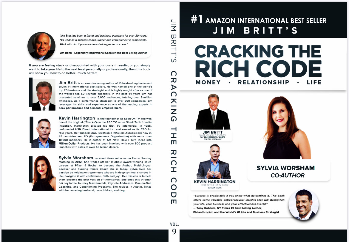 This book offers powerful thought-provoking entrepreneurial insights, stories and strategies from Jim Britt, Kevin Harrington and a diverse line up of 22 coauthors from around the world. Chances are this book contains exactly what you need to excel your business and your life into the top 5% in your category world-wide.